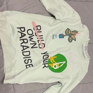 Zara Graphic Sweatshirt - White and Green